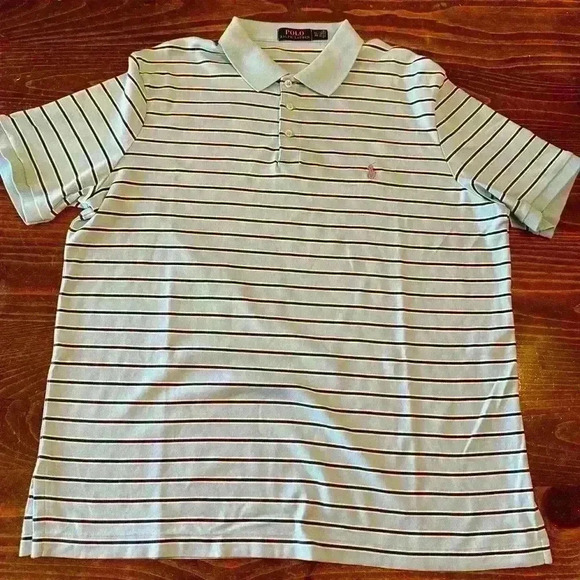 POLO RALPH LAUREN Striped Short‎ Sleeve Mens Collared Polo Size XL - Picture 2 of 6